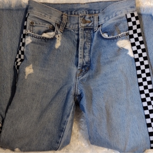 Carmar Phoenix Emilia Checkered High Rise Distressed Mom Jeans - Picture 2 of 4